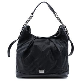 Borsa a spalla in nylon a quadri tonali neri Burberry Nero