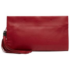 Clutch de couro vermelho Gucci com tassel de bambu Vermelho