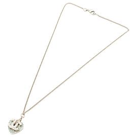 Collier pendentif en forme de cœur et logo CC en strass plaqué or de Chanel Doré