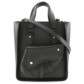 Bolsa Saddle mini em couro de bezerro granulado preto Dior Preto