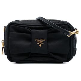 Bolsa de câmera Prada em tessuto preto com laço fiocco Preto