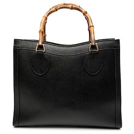 Borsa Tote Diana in pelle di vitello granata nera media con bambù Gucci Nero