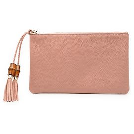Clutch de couro de bezerro rosa Gucci com alça de bambu Rosa