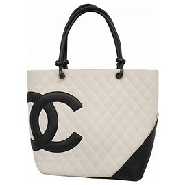 Chanel Cambon Tote Tasche Schwarz Weiß