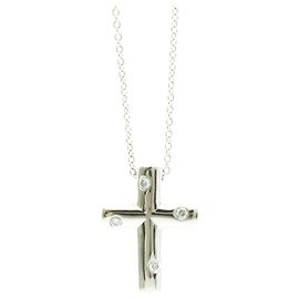 Tiffany & Co Tiffany Dots Cross Diamond Necklace Silvery