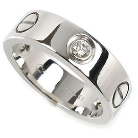 Cartier 18K White Gold Love Half Diamond Band Ring Other