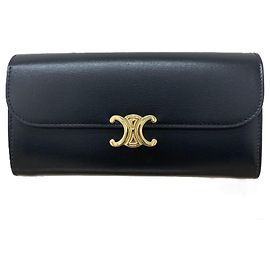 Céline Celine Triomphe Large Wallet Black