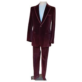Autre Marque Completo giacca e pantaloni in velluto bordeaux Bordò