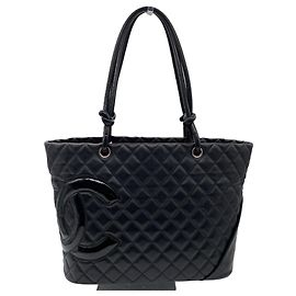 Große Tote Bag Chanel Cambon Line Coco Mark Schwarz Pink