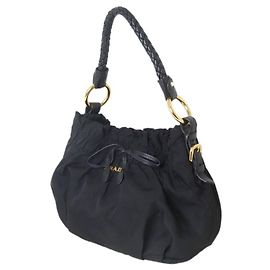 Borsa Prada Ribbon in nylon nero Nero