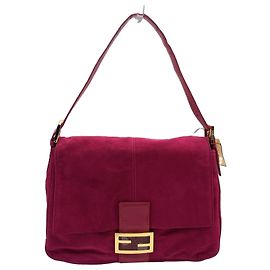 Fendi Mamma Bucket Suede Handbag in Pink and Red Pink Red
