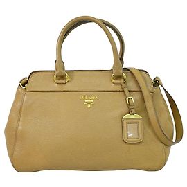 Prada Vintage Handbag Leather Beige