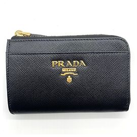 Prada Saffiano Leather Coin Purse Black