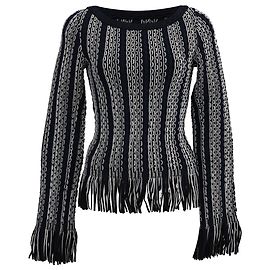 Pull à franges Alaïa en laine noire Noir