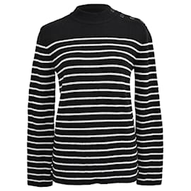 Pull rayé Saint Laurent en coton noir Noir