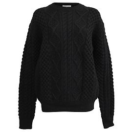 Schwarzer Kabelstrickpullover aus Wolle von Saint Laurent Schwarz