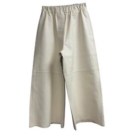 Pantalon large à panneaux Loewe en cuir blanc Blanc Écru