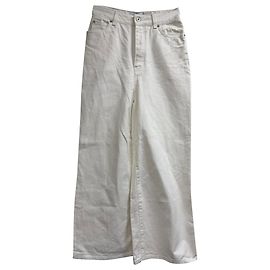 Jeans a vita alta a gamba larga Loewe in cotone bianco Bianco Crudo