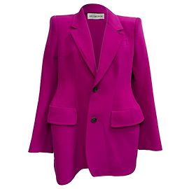 Balenciaga Hourglass Single-Breasted Blazer in Pink Wool  Brown Pink