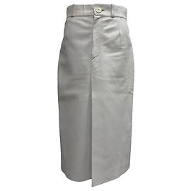 Jupe midi taille haute Balenciaga en cuir d'agneau blanc Blanc