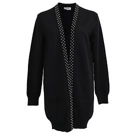 Céline Cardigã aberto com studs Celine em lã preta Preto