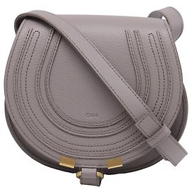 Bolsa Chloé Marcie Saddle em couro cinza texturizado Cinza
