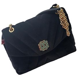 Borsa a tracolla Sandro in velluto nero con hardware dorato Nero