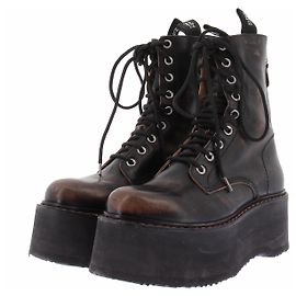 R13 Botas de cuero marrón con efecto desgastado y plataforma Castaño