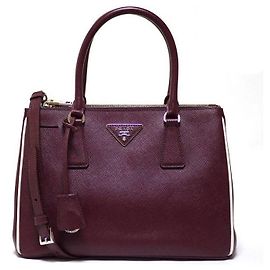 Prada Saffiano Lux Double Zip Galleria Bag Red