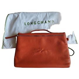 Longchamp Foulonné Leather Handbag Orange Orange