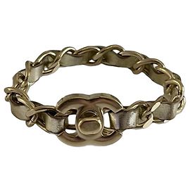 Bracciale Chanel anelli in ottone dorato Light e pelle argentata Argento D'oro