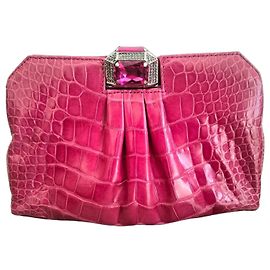 Gianni Versace Clutch in coccodrillo rosa Rosa