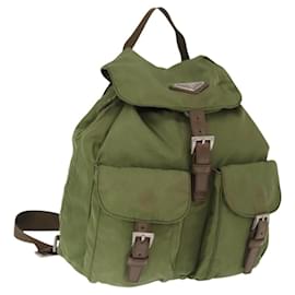 PRADA Backpack Nylon Green Silver Auth 166315 Silvery Green