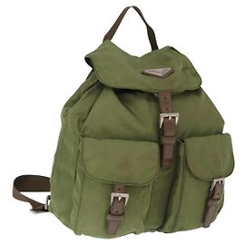 PRADA Rucksack aus Nylon grün silber authentisch 166315 Silber Grün
