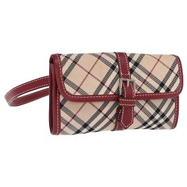 Burberry Nova Check Blue Label Bauchtasche aus Canvas 2-Wege Beige Silber Authentisch 169117 Silber Beige