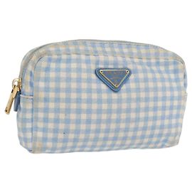 PRADA Tasche Baumwolle Hellblau Gold Auth 163486 Golden Hellblau