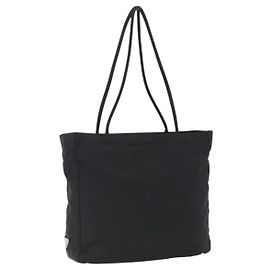 PRADA Tote Bag Nylon Black Silver Auth 170248 Black Silvery