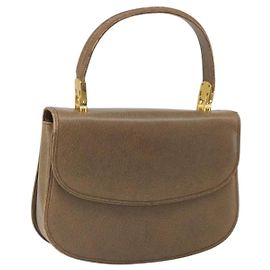 Sac à main GUCCI en cuir marron doré Auth ep13233 Marron Doré