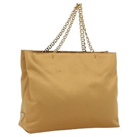 PRADA Kettenhandtasche Satin Gold Auth 170010 Golden