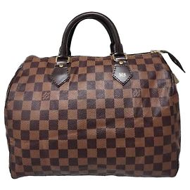 LOUIS VUITTON Damier Canvas Speedy 30 Bag Brown Brown