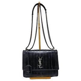 Bolsa transversal em enguia Saint Laurent Sunset Preta Preto