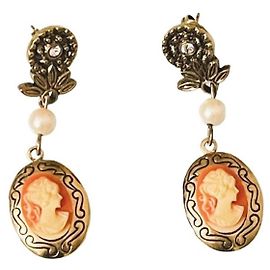 RARI meravigliosi orecchini DOLCE & GABBANA dorati con cammeo Multicolore D'oro Arancione