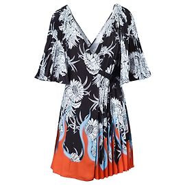 Robe portefeuille imprimée Dahlia Flame de Prada Autre