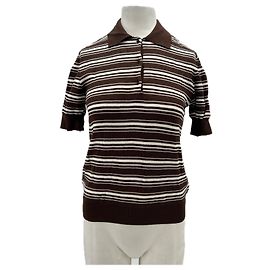 Massimo Dutti Top a rayas marrón de algodón Castaño