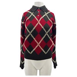 Autre Marque Suéter jacquard marrom e vermelho em lã e caxemira Vermelho