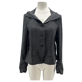 Autre Marque Fitted gray jacket with linen and wool Grey