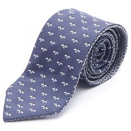 Bulgari Corbata de seda Bvlgari Blanco Azul Azul marino