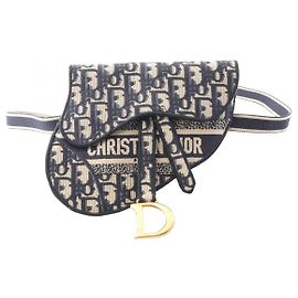 Dior Saddle Bag aus Canvas Beige Marineblau