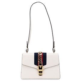 Bolsa de Ombro de Couro Gucci Sylvie Branco
