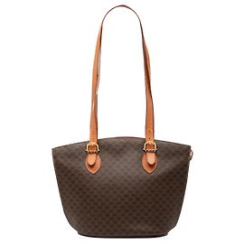 Céline Sac à épaule en toile enduite Macadam marron Celine Marron